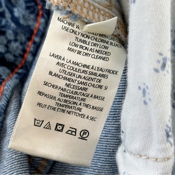 Pilcro The Icon Floral Printed Wide Leg Jeans 28 Blue Anthropologie - Picture 9 of 10